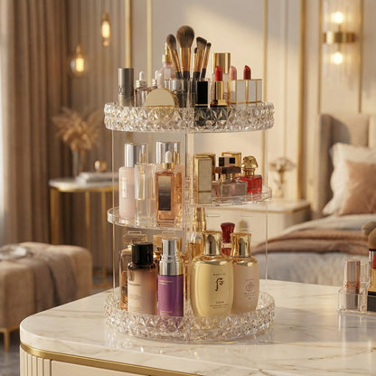 Diamond-Cut 360 Rotating Cosmetic and Makeup Organizer