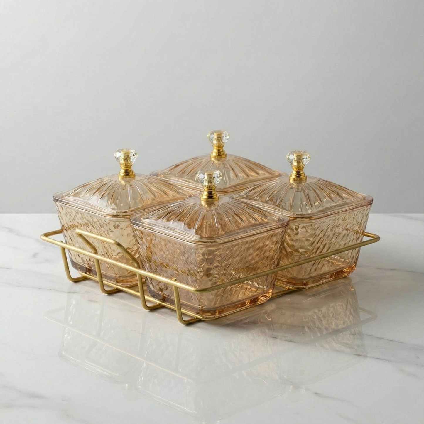 Acrylic Serving Platter with Gold Stand
