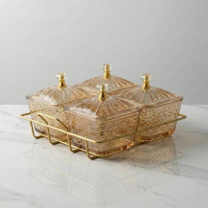 Acrylic Serving Platter with Gold Stand