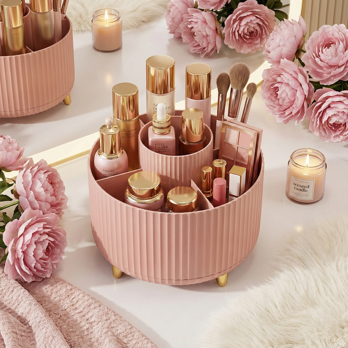 360° Rotating Luxury Makeup & Brush Organizer