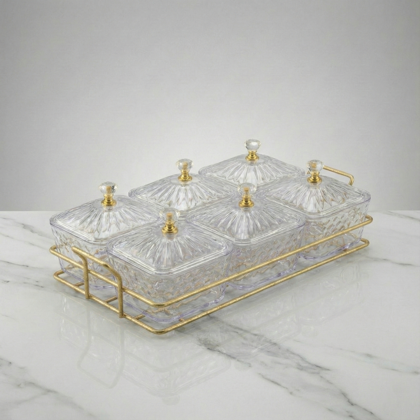 Acrylic Serving Platter with Gold Stand