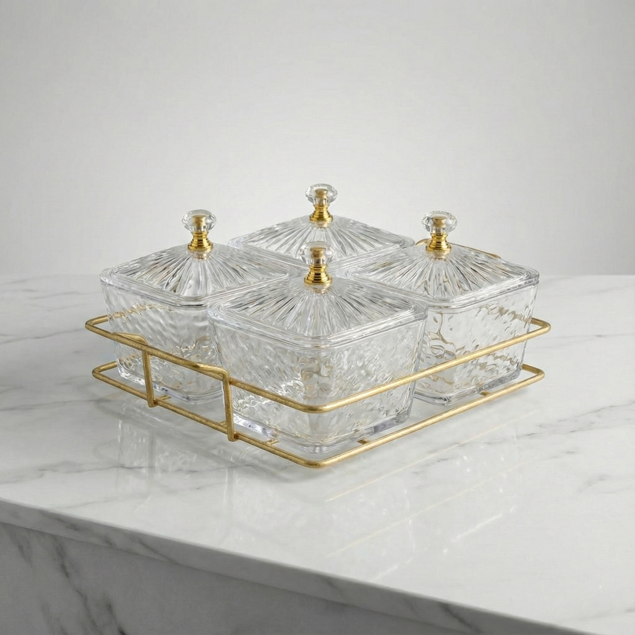 Acrylic Serving Platter with Gold Stand