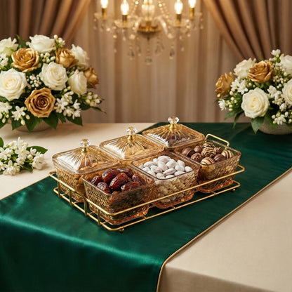 Acrylic Serving Platter with Gold Stand