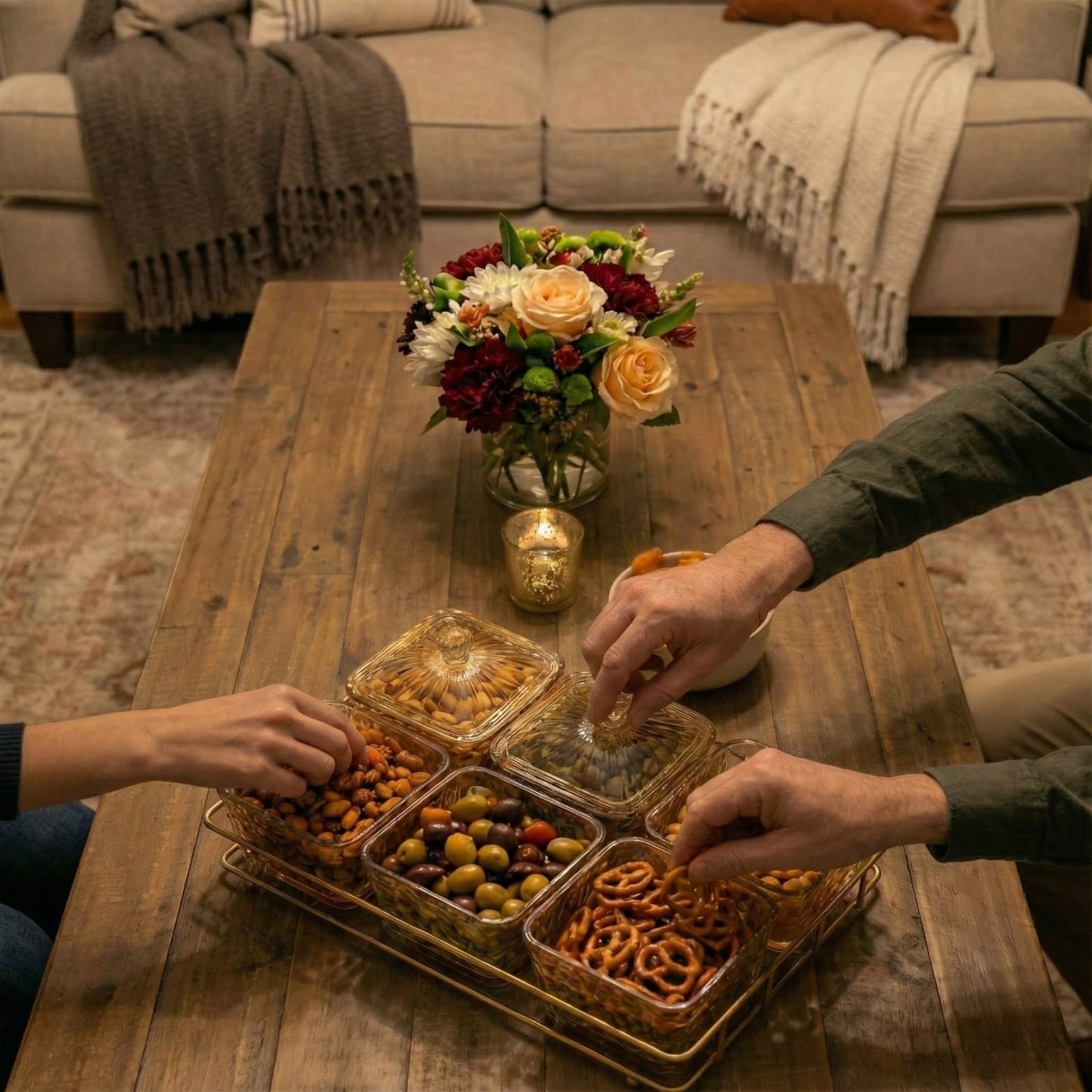 Acrylic Serving Platter with Gold Stand