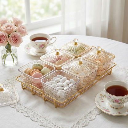 Acrylic Serving Platter with Gold Stand