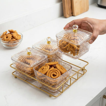 Acrylic Serving Platter with Gold Stand