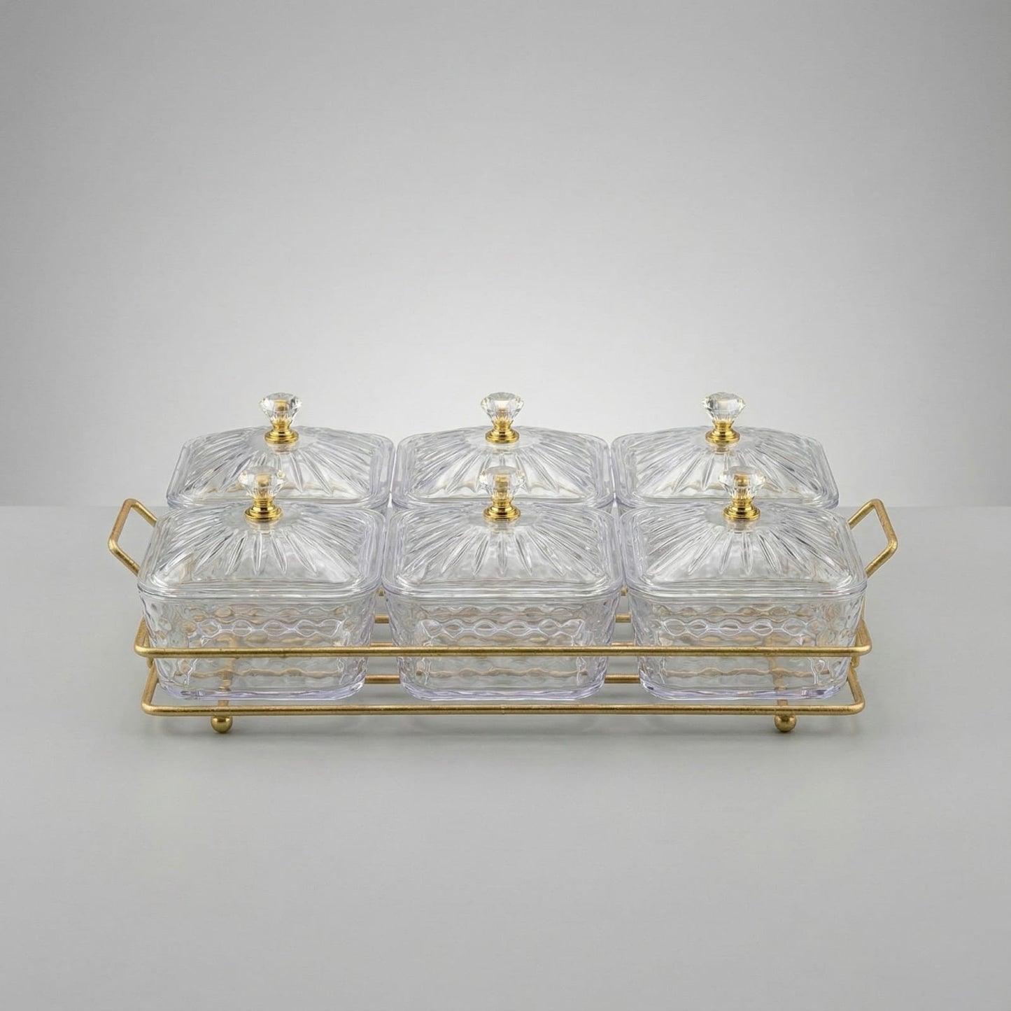Acrylic Serving Platter with Gold Stand