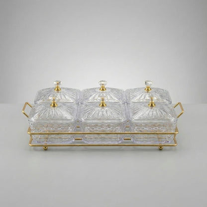 Acrylic Serving Platter with Gold Stand