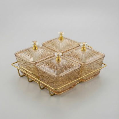 Acrylic Serving Platter with Gold Stand