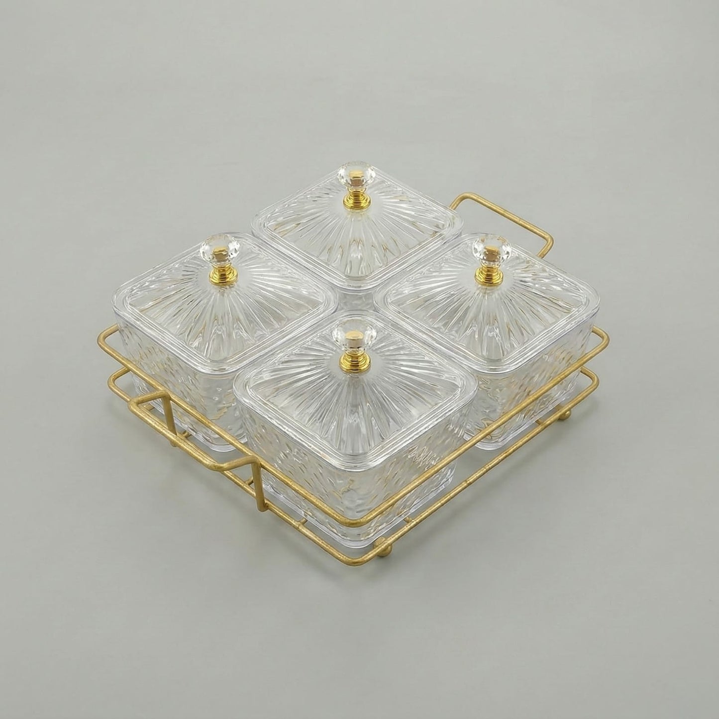 Acrylic Serving Platter with Gold Stand