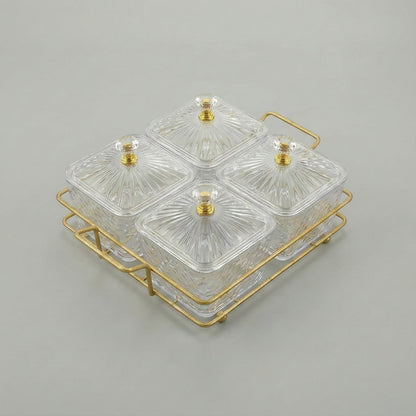 Acrylic Serving Platter with Gold Stand