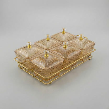Acrylic Serving Platter with Gold Stand