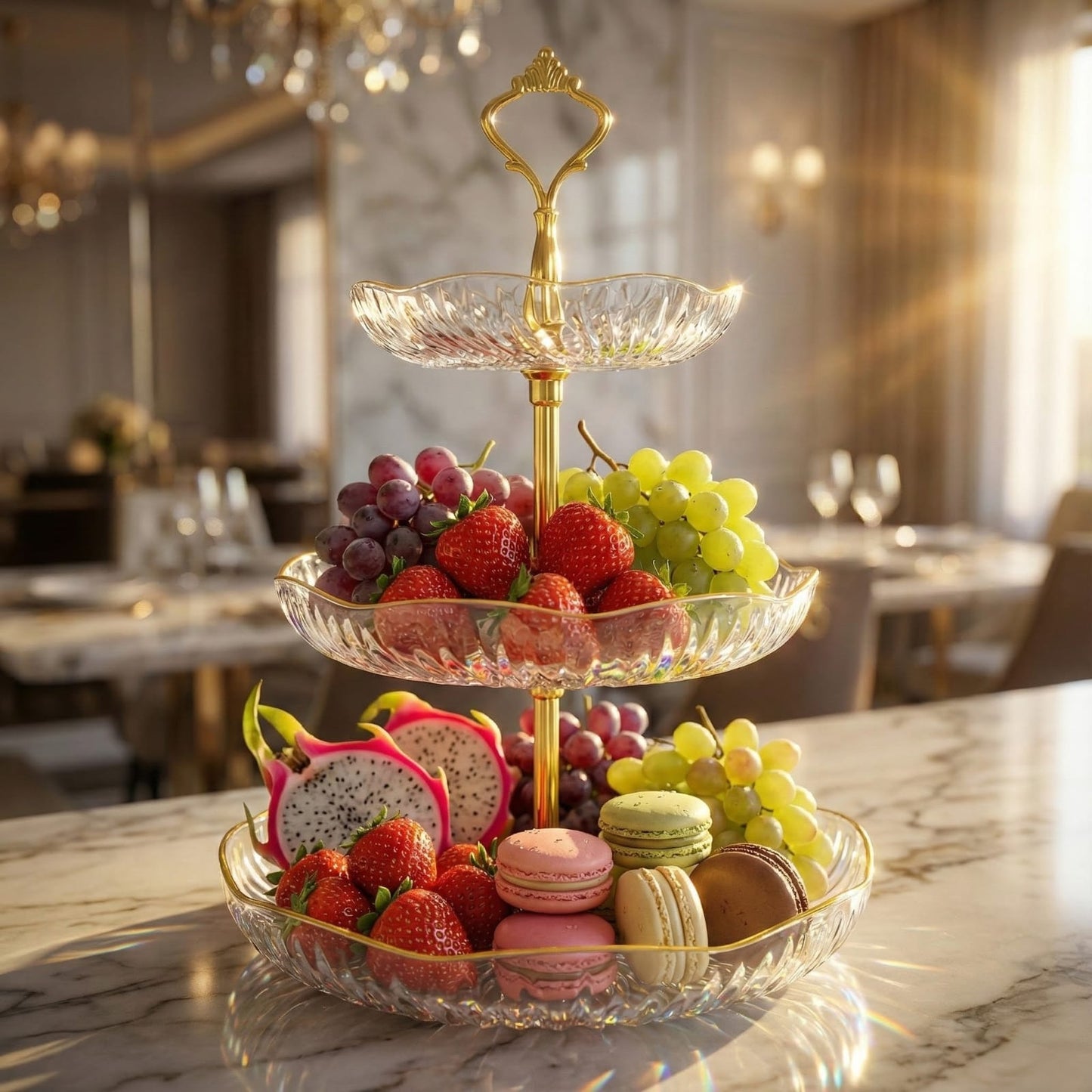 3 Layer dessert and fruit stand