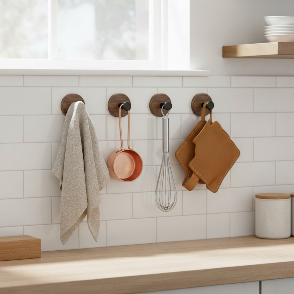 Wooden-Style Wall hook 5pcs